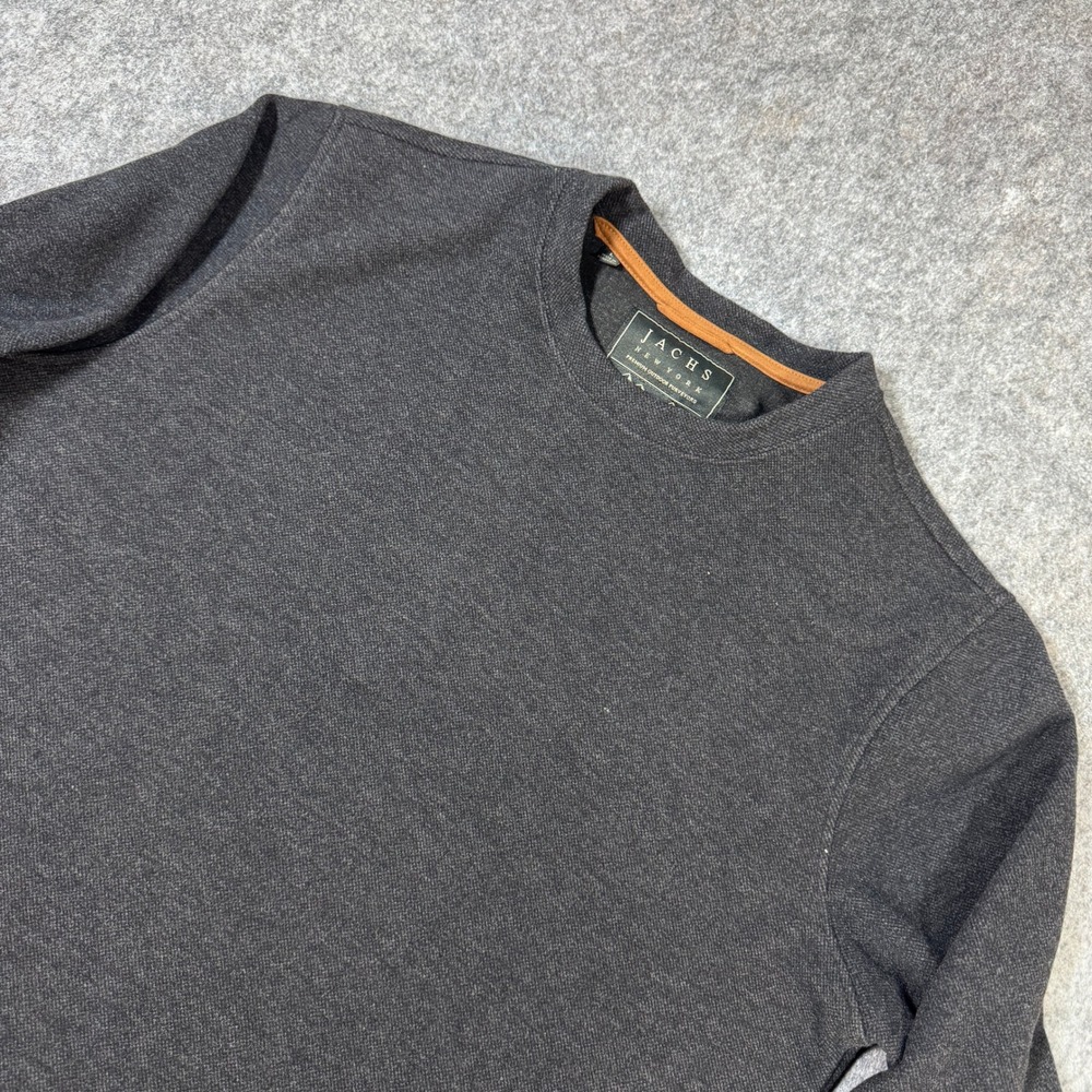 Jachs NY Mens Charcoal Gray Wool Blend Textured Crewneck Sweatshirt Large L